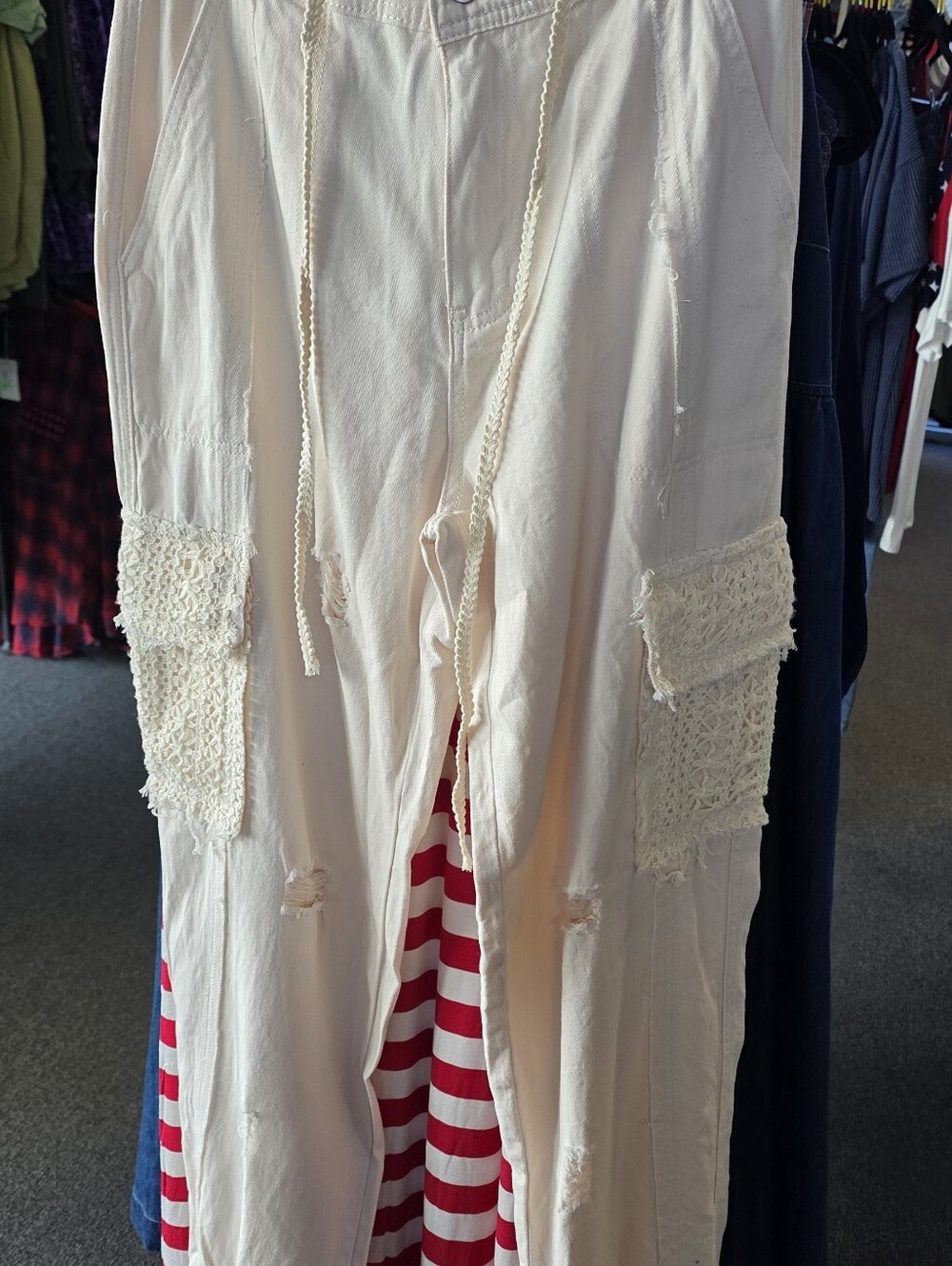 POL Cream Track Joggers with Cargo Patch Details - Picture 4 of 8